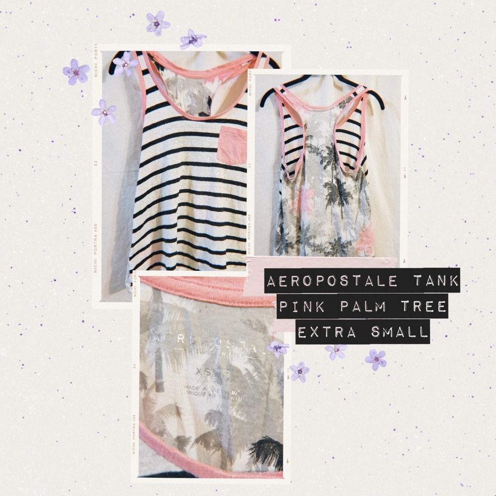 Aeropostale pink palm tree top, extra small